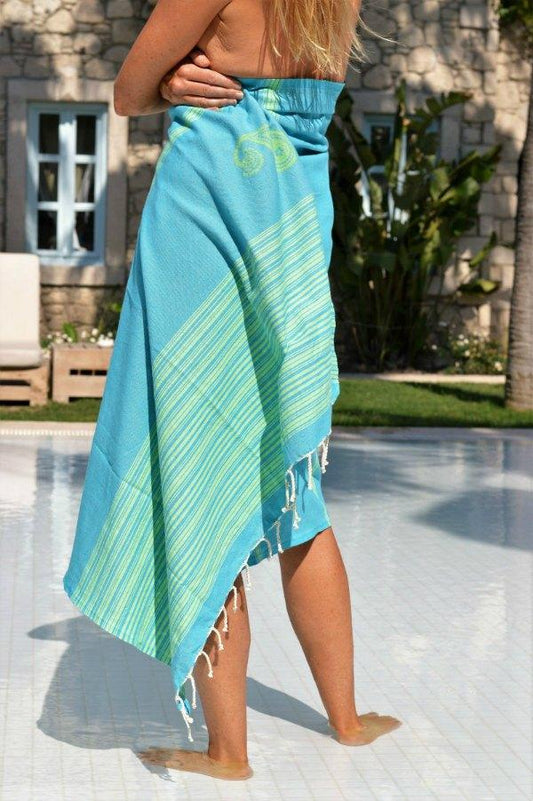Turquoise with lime green