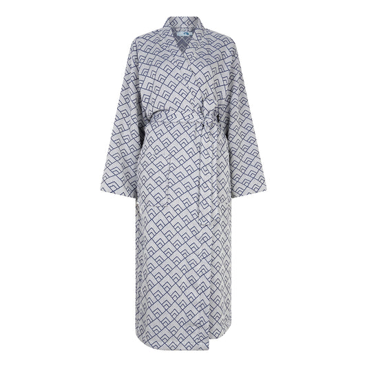 Bathrobe GEO XL size Navy  - Organic cotton - Long size