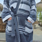 Bathrobe SYMA - DARK BLUE WHITE STRIPES