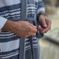 Bathrobe SYMA - DARK BLUE WHITE STRIPES