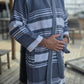 Bathrobe SYMA - DARK BLUE WHITE STRIPES