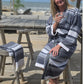 Bathrobe SYMA - DARK BLUE WHITE STRIPES