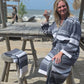 Bathrobe SYMA - DARK BLUE WHITE STRIPES