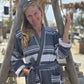Bathrobe SYMA - DARK BLUE WHITE STRIPES