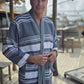Bathrobe SYMA - DARK BLUE WHITE STRIPES