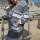 Bathrobe SYMA - DARK BLUE WHITE STRIPES
