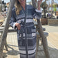 Bathrobe SYMA - DARK BLUE WHITE STRIPES