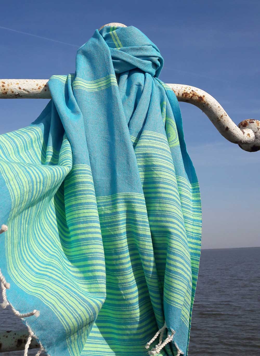 Turquoise with lime green