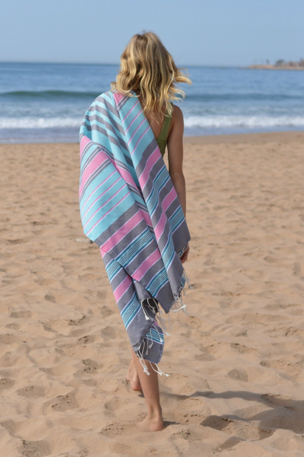 Light blue pink and grey