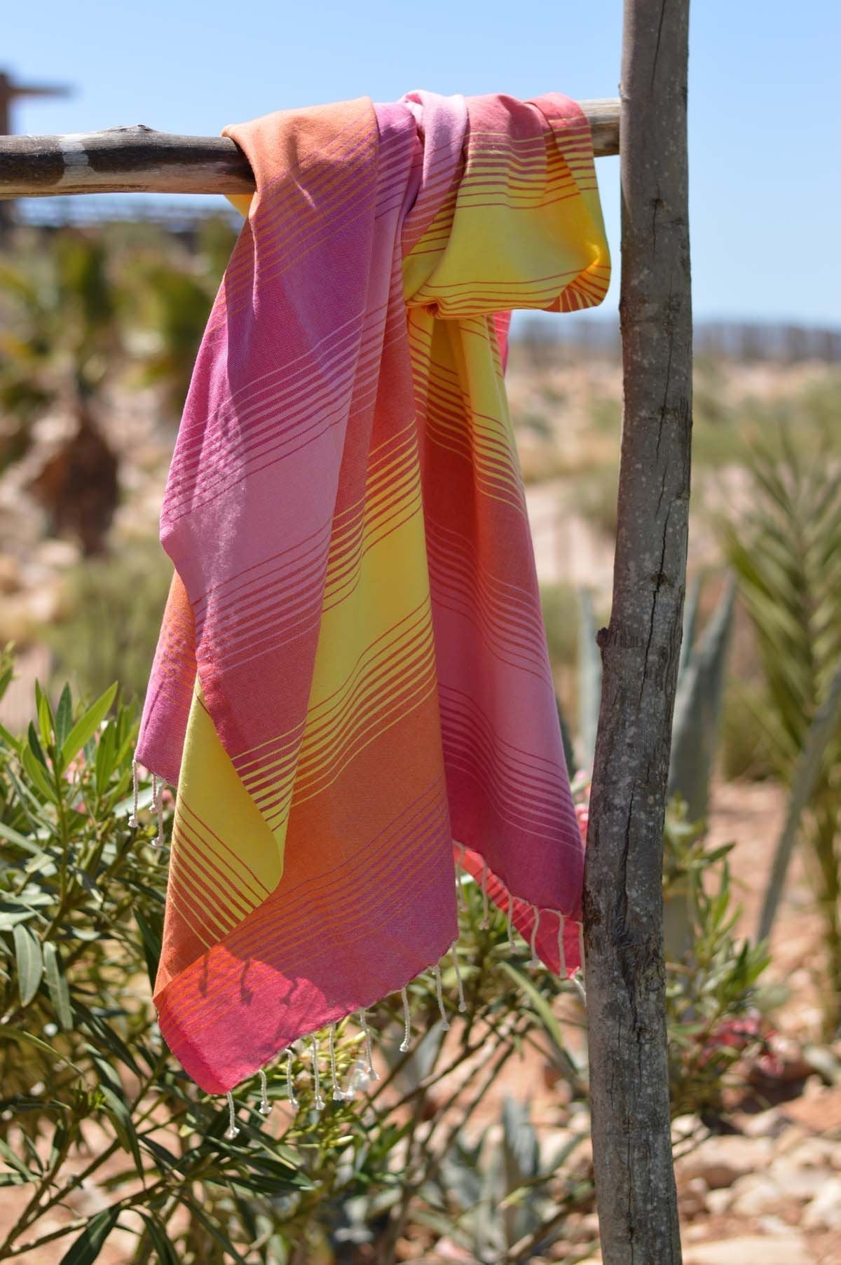 Pink with orange